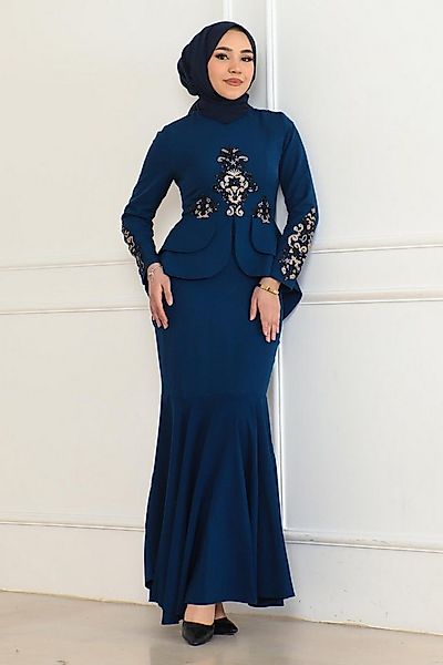MODAMİHRAM Abendkleid Indigo gemustertes Fischkleid 6144 günstig online kaufen