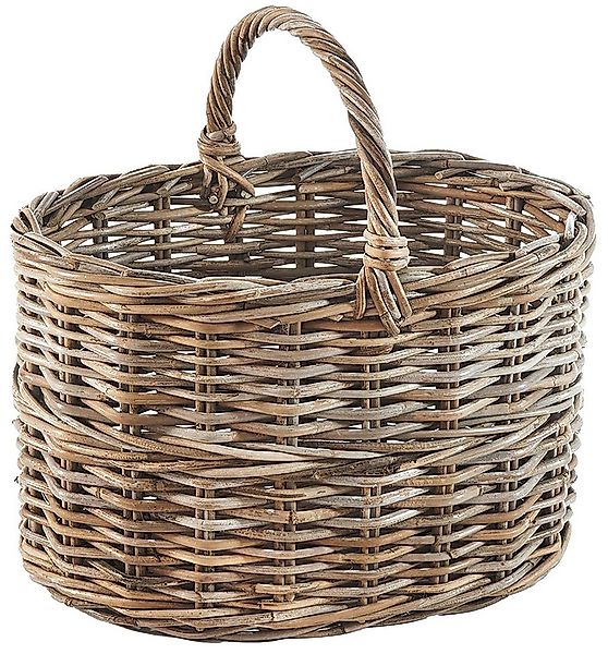 Kobolo Einkaufskorb Korb mit Henkel aus Rattan in kubu grey oval günstig online kaufen