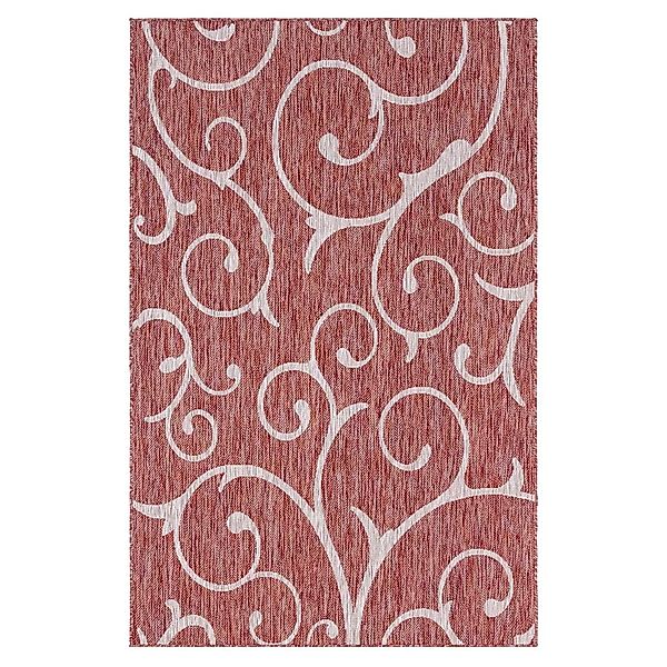 Outdoorteppich mit Ornament Muster Rostrot und Cremefarben günstig online kaufen