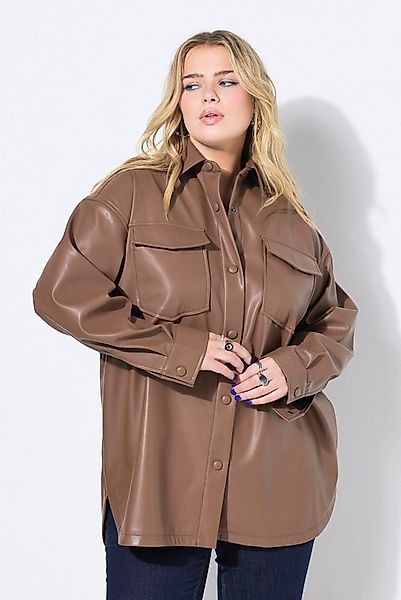 Studio Untold Hemdbluse Lederoptik-Hemd oversized Brusttaschen Langarm günstig online kaufen
