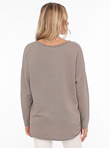 Zwillingsherz Sweatshirt "Positive Mind" ausgefranster V-Ausschnitt, günstig online kaufen