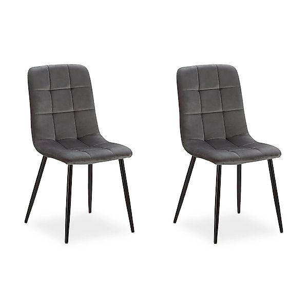 Homestyle4u Esszimmerstuhl 2er Set in Anthrazit Samt 2327 günstig online kaufen