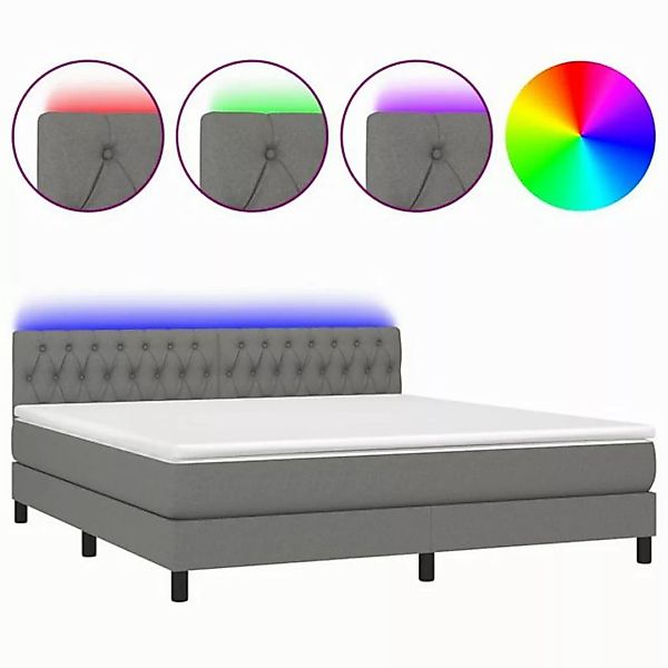 vidaXL Boxspringbett Boxspringbett mit Matratze LED Dunkelgrau 180x200 cm S günstig online kaufen