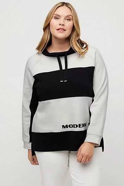 Ulla Popken Sweatshirt Sweatshirt Colorblocking Stehkragen Langarm günstig online kaufen