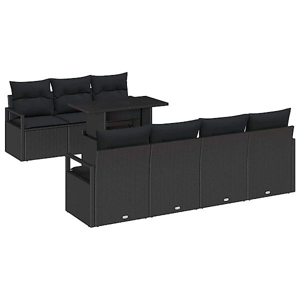 vidaXL Garten-Sofa-Set mit Speicher 8-Tlg Schwarz Poly Rattan 3357506 günstig online kaufen