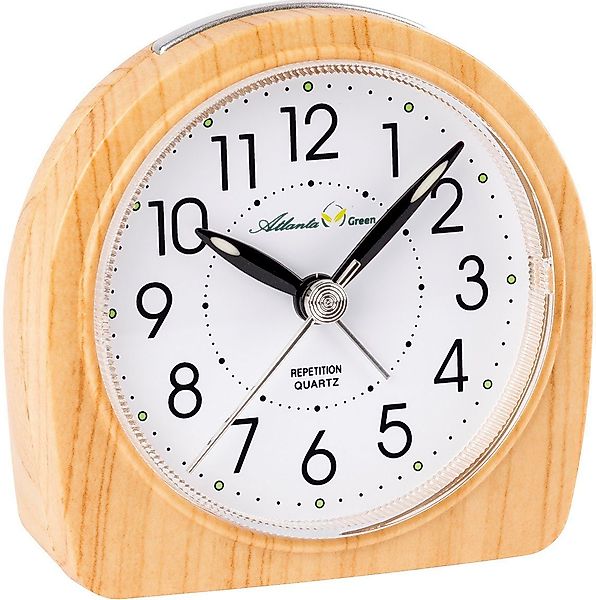 Atlanta Quarzwecker »Green, 2507/30« Holzoptik, schleichende Sekunde, Licht günstig online kaufen