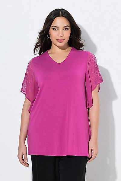 Ulla Popken Tunika Tunika Glitzersteinchen A-Linie V-Ausschnitt günstig online kaufen