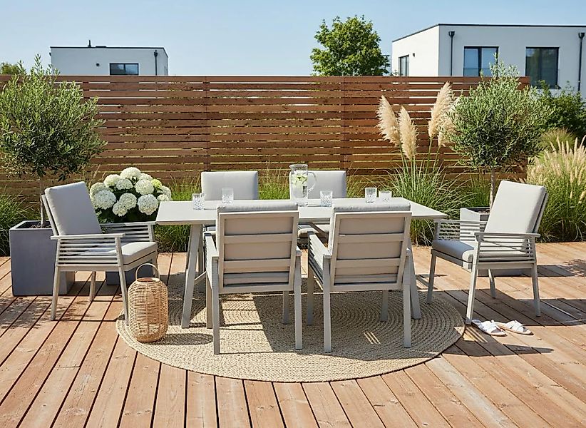 KONIFERA Garten-Essgruppe "Edessa, TOPSELLER" Set, 6x Sessel, 6x Sitzauflag günstig online kaufen