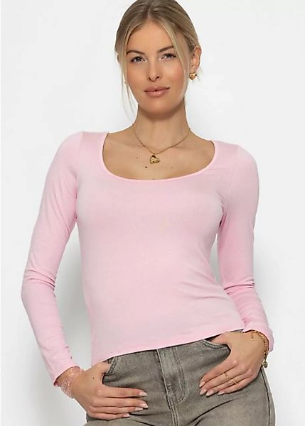 SASSYCLASSY Langarmshirt Langarmshirt Damen mit Ausschnitt Casual Chic Lang günstig online kaufen