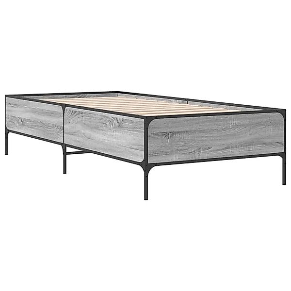 vidaXL Bettgestell Grau Sonoma 100x200 cm Holzwerkstoff und Metall 844964 günstig online kaufen