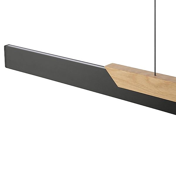 LED-Hängelampe Arcus, schwarz/braun Länge 121 cm Metall/Holz günstig online kaufen