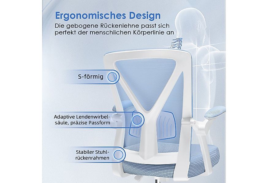 Adormii Bürostuhl Bürostuhl mit klappbaren Armlehnen,Ergonomischer Bürostuh günstig online kaufen