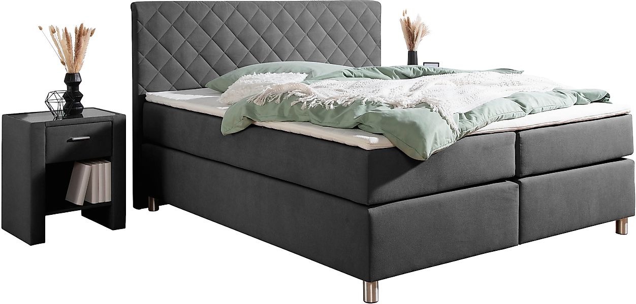 Leonique Boxspringbett »Bernard, in verschiedenen Breiten«, inkl. Topper, M günstig online kaufen