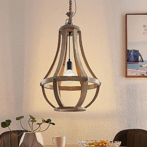 Lindby Tojaka Hängeleuchte aus Holz, 42 cm günstig online kaufen