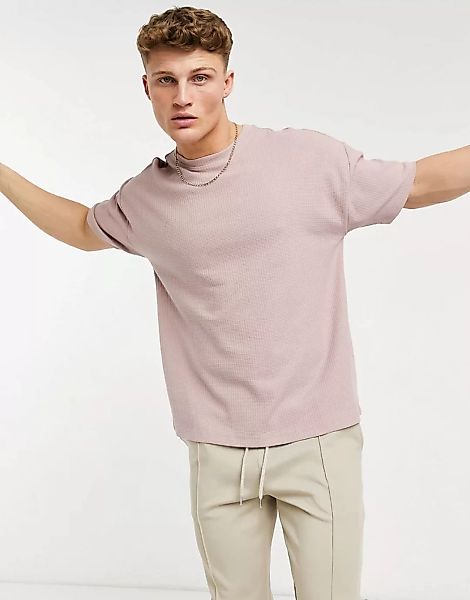 New Look – T-Shirt in Rosa mit Waffelstruktur günstig online kaufen