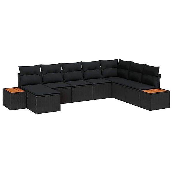 vidaXL Garten-Sofa-Set mit Kissen 8-Tlg Schwarz Poly Rattan 3348144 günstig online kaufen