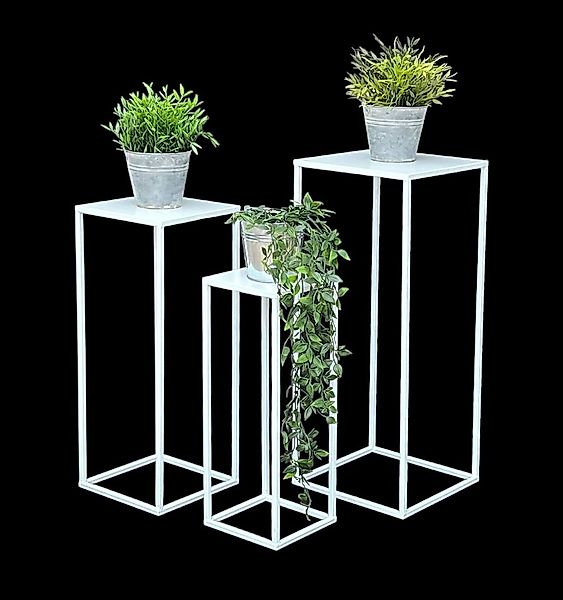 DanDiBo Blumenhocker Metall Weiß Eckig Blumenhocker Beistelltisch 3er Set günstig online kaufen