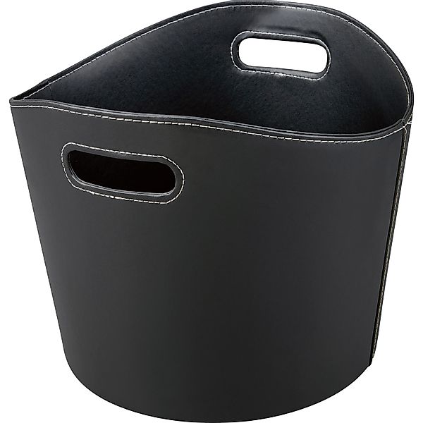 Kaminholzkorb Lederoptik Ø 39 cm Schwarz günstig online kaufen