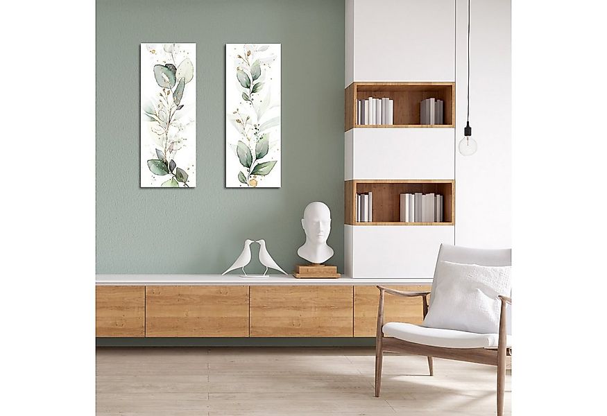 artissimo Glasbild Glasbild 30x80cm Bild aus Glas Aquarell-Malerei Zweige M günstig online kaufen