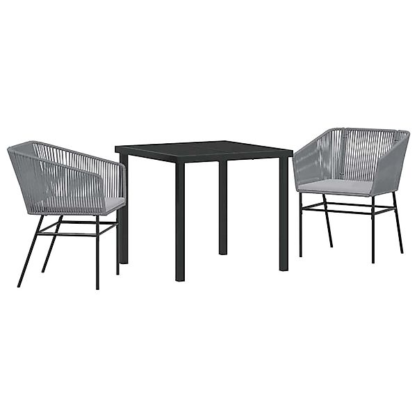 vidaXL 3-Teiliges Garten-Esszimmer Set mit Kissen in Grau aus Poly Rattan 3 günstig online kaufen