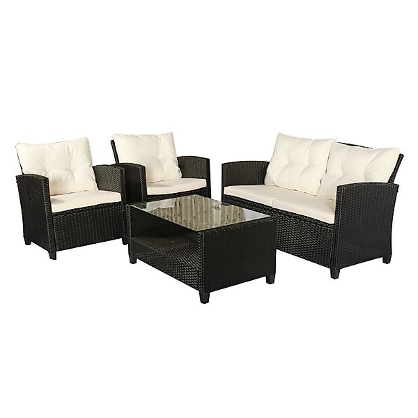 Outsunny Sitzgruppe Polyrattan Sitzgarnitur 4 TLG., günstig online kaufen