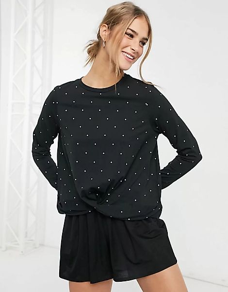 Vero Moda – Sweatshirt in Schwarz mit verdrehtem Design und Tupfenmuster günstig online kaufen