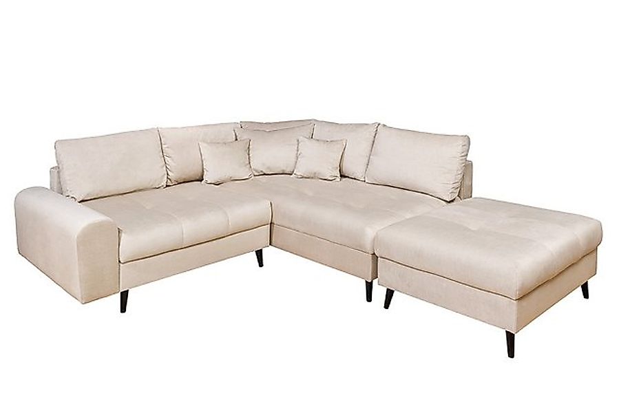 riess-ambiente Ecksofa BELMONT 220cm champagner/ beige · Samt-Ecksofa mit H günstig online kaufen
