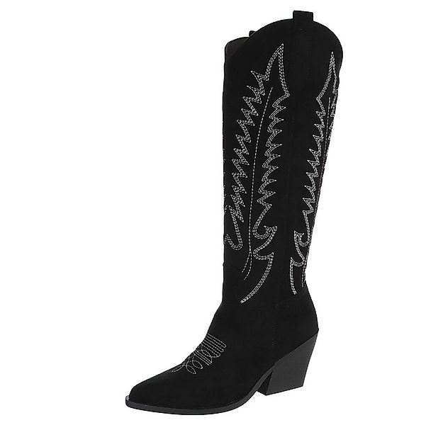 Ital-Design Stylische Damenstiefel mit Stickerei und Blockabsatz Westernsti günstig online kaufen