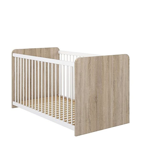 freiraum Babybett WINNIE, Liegefläche 70x140cm, Sonoma Eiche / Weiss - 75,8 günstig online kaufen