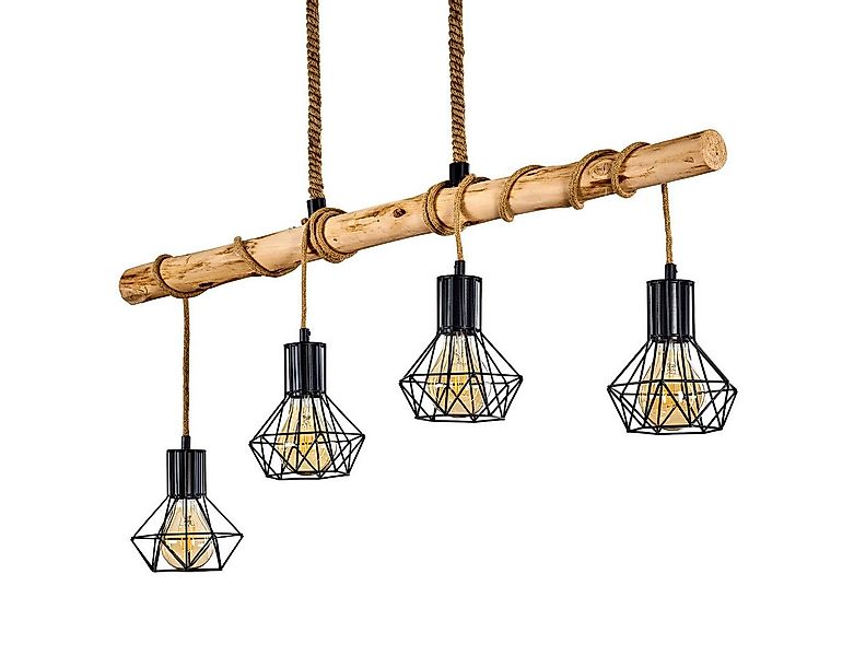 hofstein Pendelleuchte »Pomari« Hängelampe aus Metall/Holz/Kordel in Schwar günstig online kaufen
