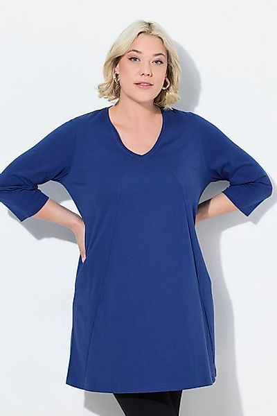 Ulla Popken Longshirt Longshirt Ziernähte A-Linie V-Ausschnitt 3/4-Arm günstig online kaufen