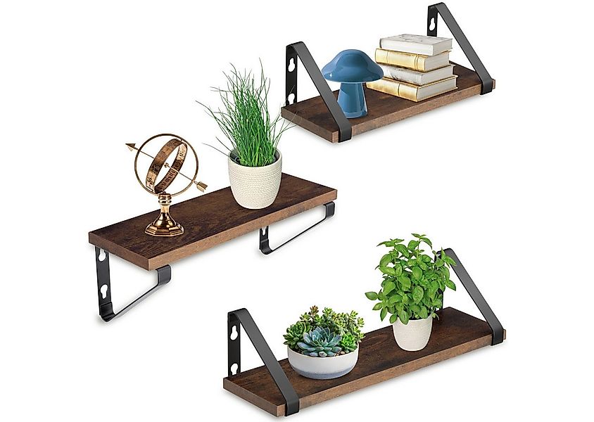 tectake Wandregal 3er Set Wandregal, Set 1-tlg., Industrial Style günstig online kaufen