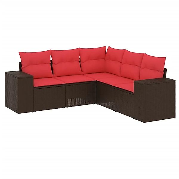 vidaXL 5-Tlg Gartensofa-Set mit Kissen Braun Polyrattan 3222553 günstig online kaufen