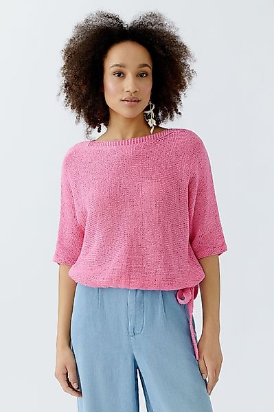 Oui Rundhalspullover Pullover Baumwollmischung günstig online kaufen