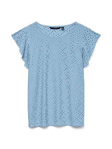 Vero Moda Rundhalsshirt "VMTASSA SL FRILL TOP NOOS" Materialmix, loose fit günstig online kaufen