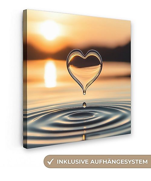 OneMillionCanvasses® Leinwandbild Herz - Wasser - Sonnenuntergang - Natur - günstig online kaufen