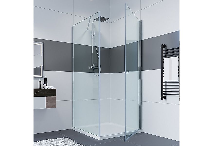 IMPTS Eckdusche Duschkabine mit Seitenwand Eckeinstieg Pendeltür, BxT: 75x7 günstig online kaufen