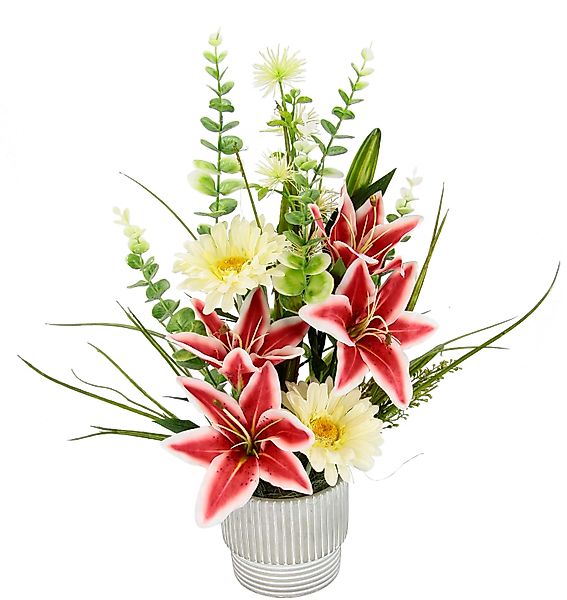 Kunstblume Blumenarrangement aus Lilien und Gerbera günstig online kaufen