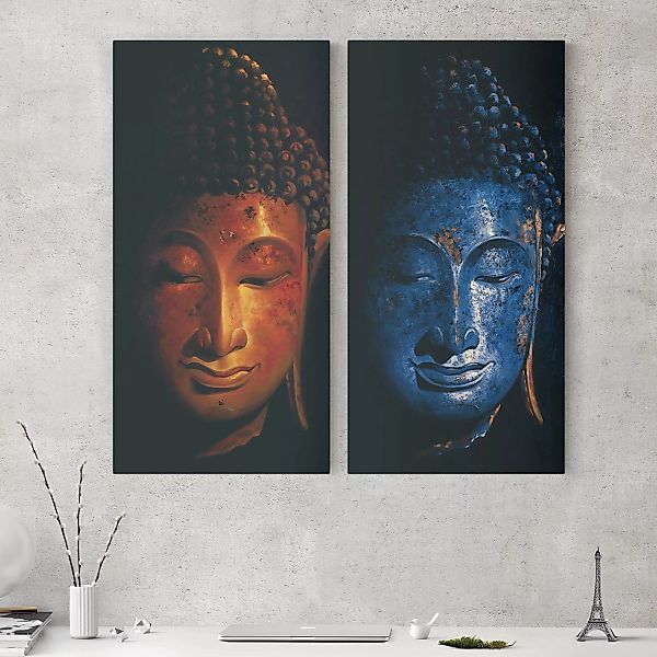 2-teiliges Leinwandbild - Hochformat Delhi und Madras Buddha günstig online kaufen