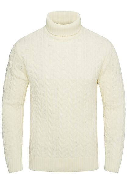 behype Rollkragenpullover BSLANA Grobstrick Zopf-Muster Winterpullover günstig online kaufen