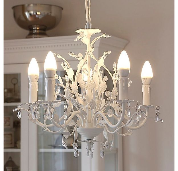 Grafelstein Kronleuchter 5-armiger Kronleuchter LEAVES weiß mit Blättern un günstig online kaufen