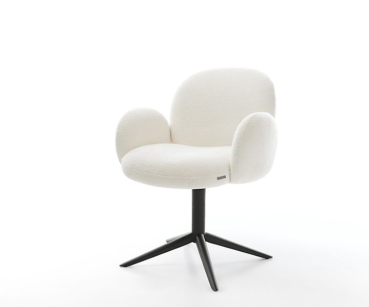 Drehstuhl Nube-Flex mit Armlehnen Bouclé Soft Beige Fußkreuz Schwarz 360° d günstig online kaufen