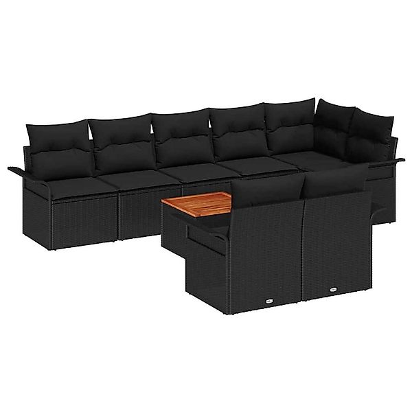 vidaXL Garten-Sofa-Set 9-Tlg Schwarz Poly Rattan 3347345 günstig online kaufen