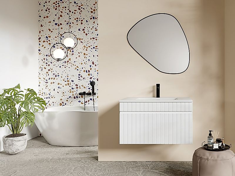 Waschbeckenunterschrank hängend mit Einbauwaschbecken - Streifen-Optik - We günstig online kaufen