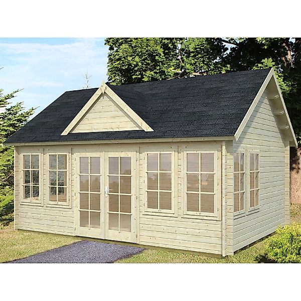 Palmako Claudia Holz-Gartenhaus Natur Satteldach Unbehandelt 530 cm x 380 c günstig online kaufen