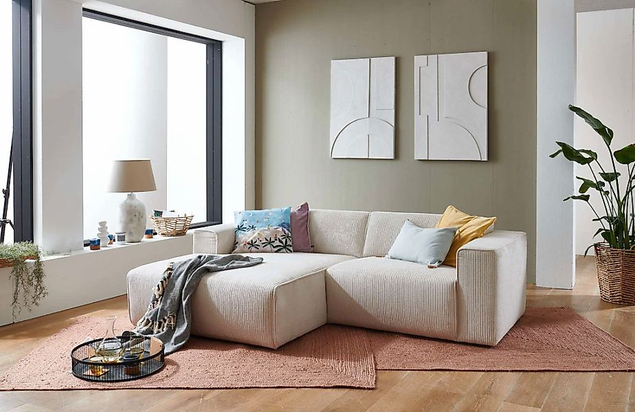 Home affaire Ecksofa "Noord mit Kedernaht, Breite 234 cm, L-Form" Cord, Str günstig online kaufen
