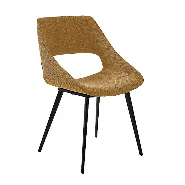 Esszimmer Stühle in Gelb Webstoff Metallgestell in Schwarz (2er Set) günstig online kaufen