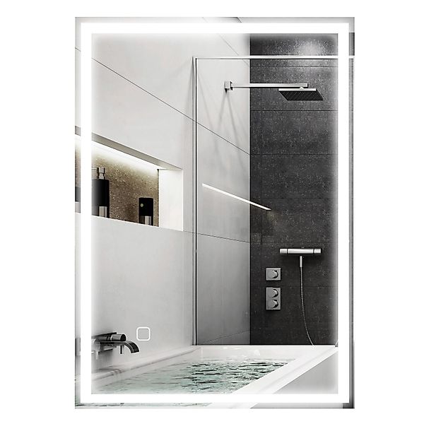 HOMCOM Badspiegel 70 x 50 cm Wandspiegel Beschlagfrei mit Touchschalter IP4 günstig online kaufen