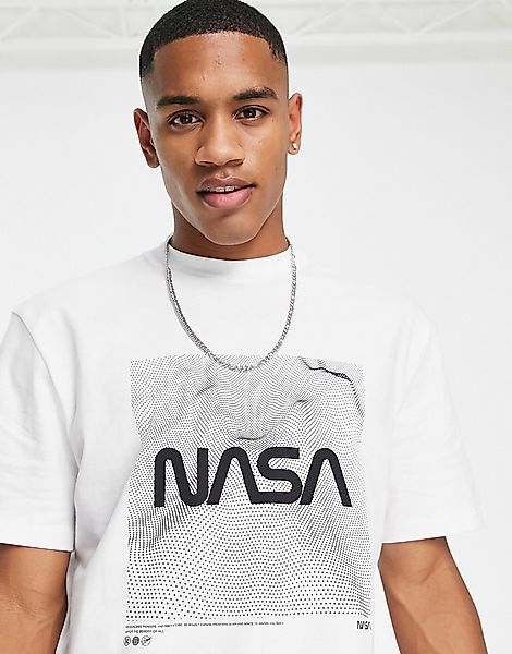River Island – Kurzärmliges T-Shirt in Weiß mit NASA -Logo günstig online kaufen