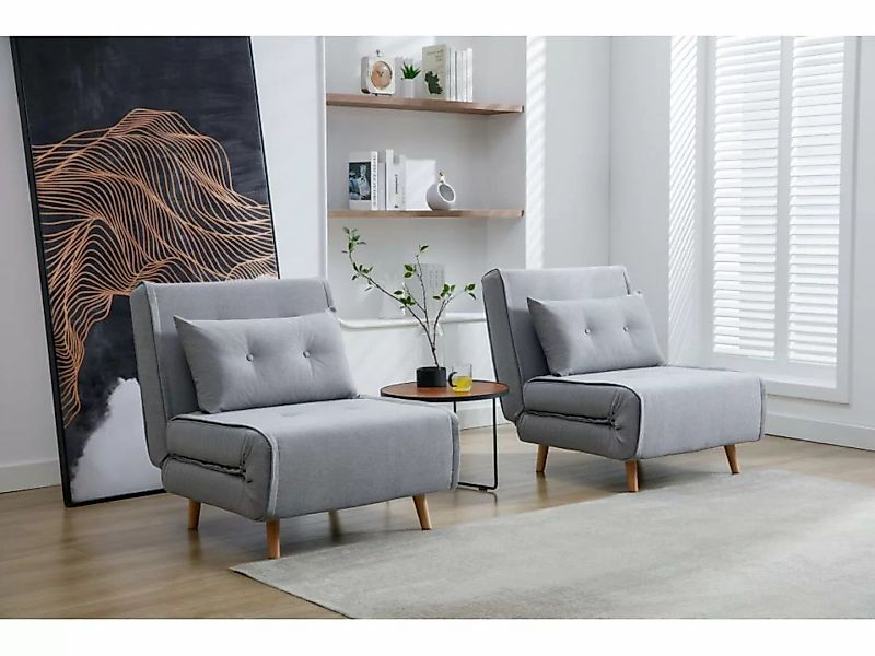 Sessel mit Schlaffunktion - Stoff - Hellgrau - URIBIA günstig online kaufen